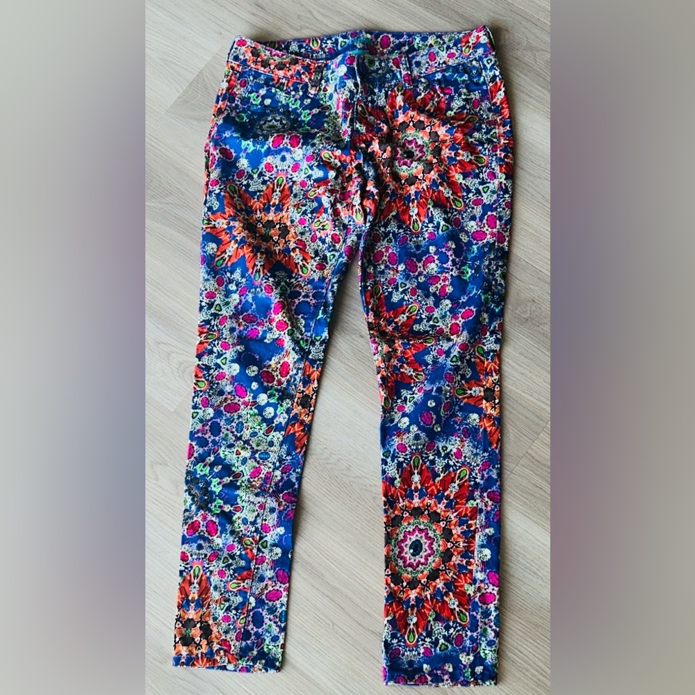 Nanette Lepore L'Amour Denim Jeans JR 11 Kaleidoscope Mandala Maximimalist